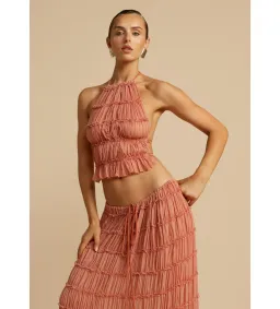 Arcina Ori Juliette Halter and Skirt Set in Peach Size 8 for rent on The Volte - image 2