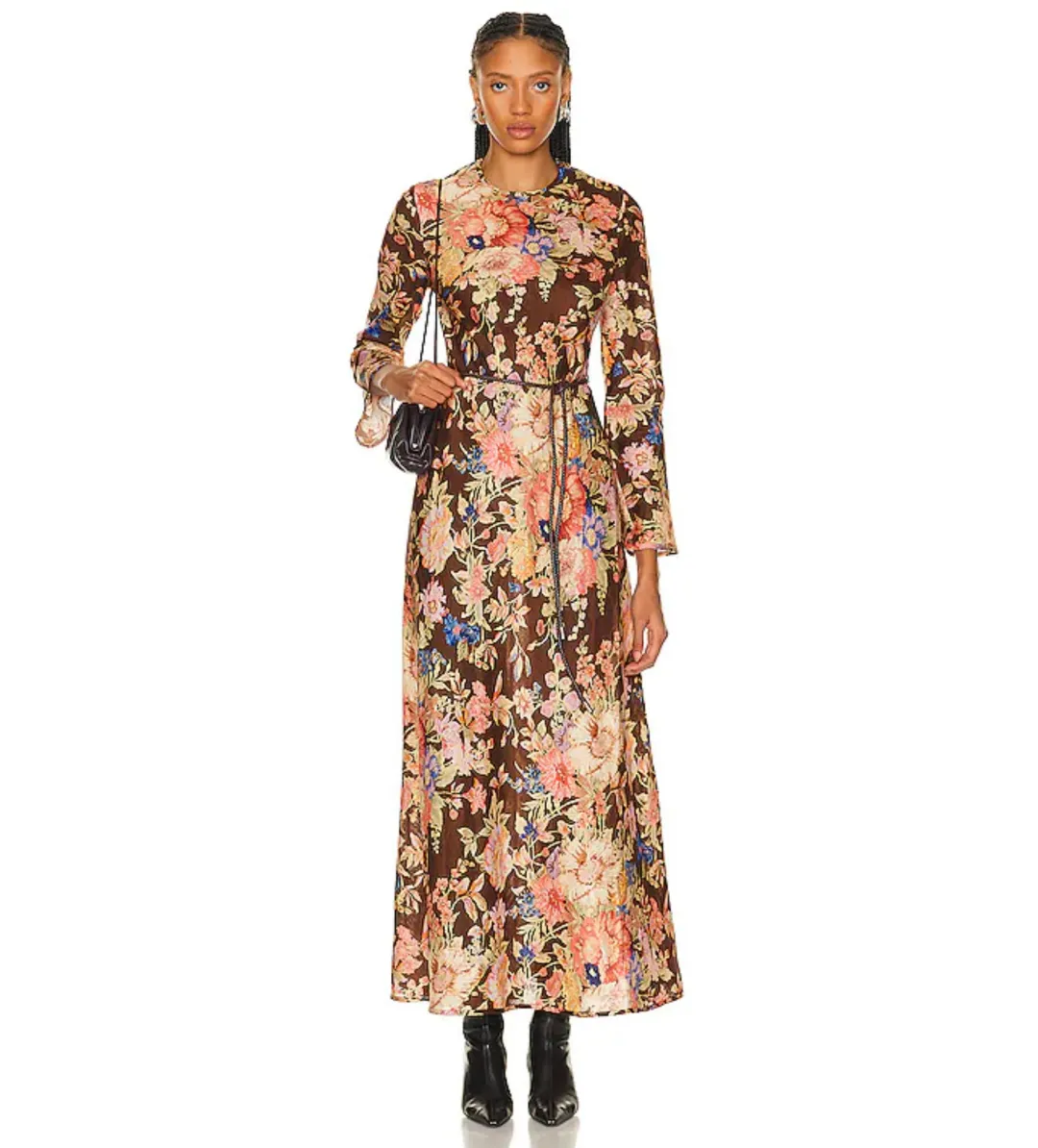 Zimmermann The August Bias Long Dress in Chocolate Floral Size 2 / Au 12 for rent on The Volte - main image