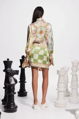 Alemais Checkmate Silk Mini Dress Multi Size 12 for rent on The Volte - image 2