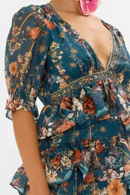 Camilla She Who Wears the Crown Puff Sleeve Tiered Long Dress Floral Size S (AU 10) for rent on The Volte - image 5