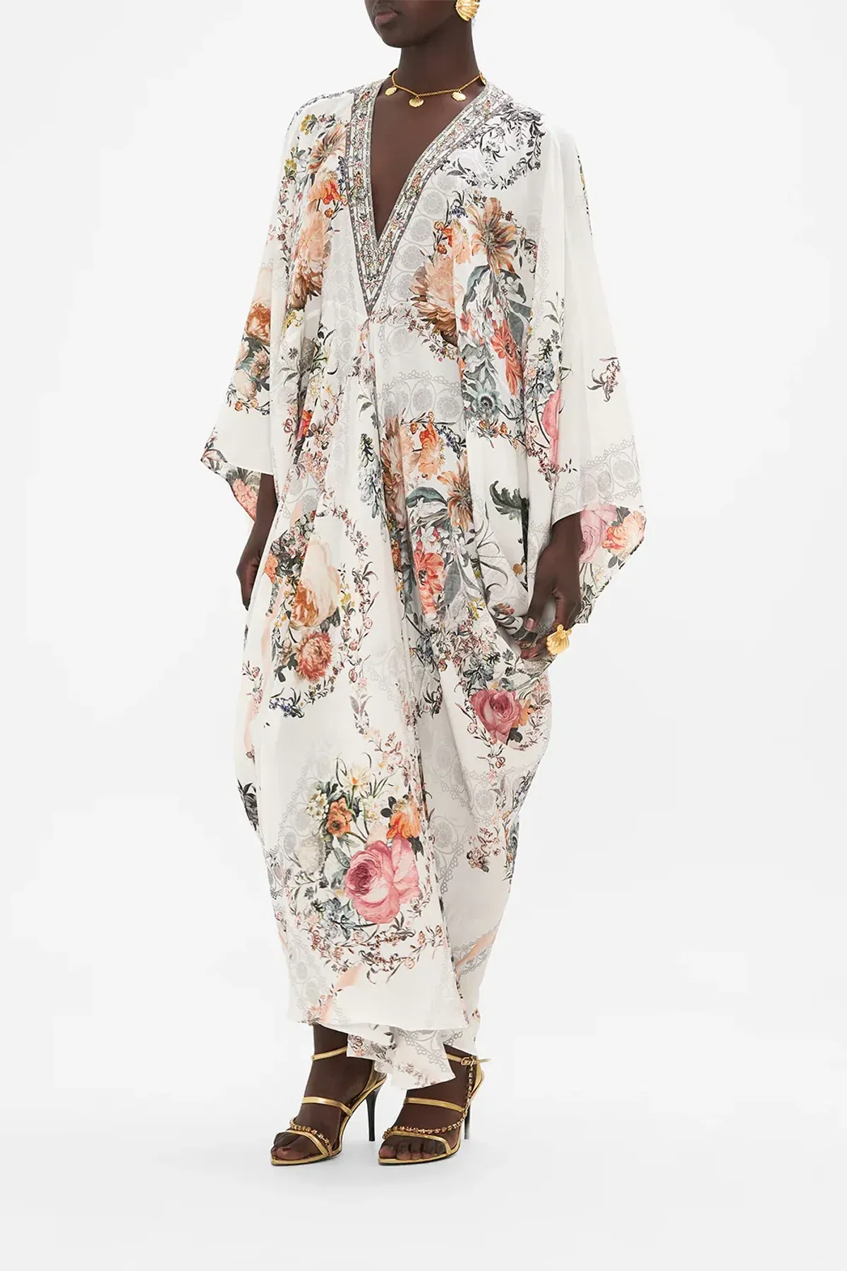 Camilla De Haar Memoirs T-Shape Long Kaftan Floral One Size - Image 7
