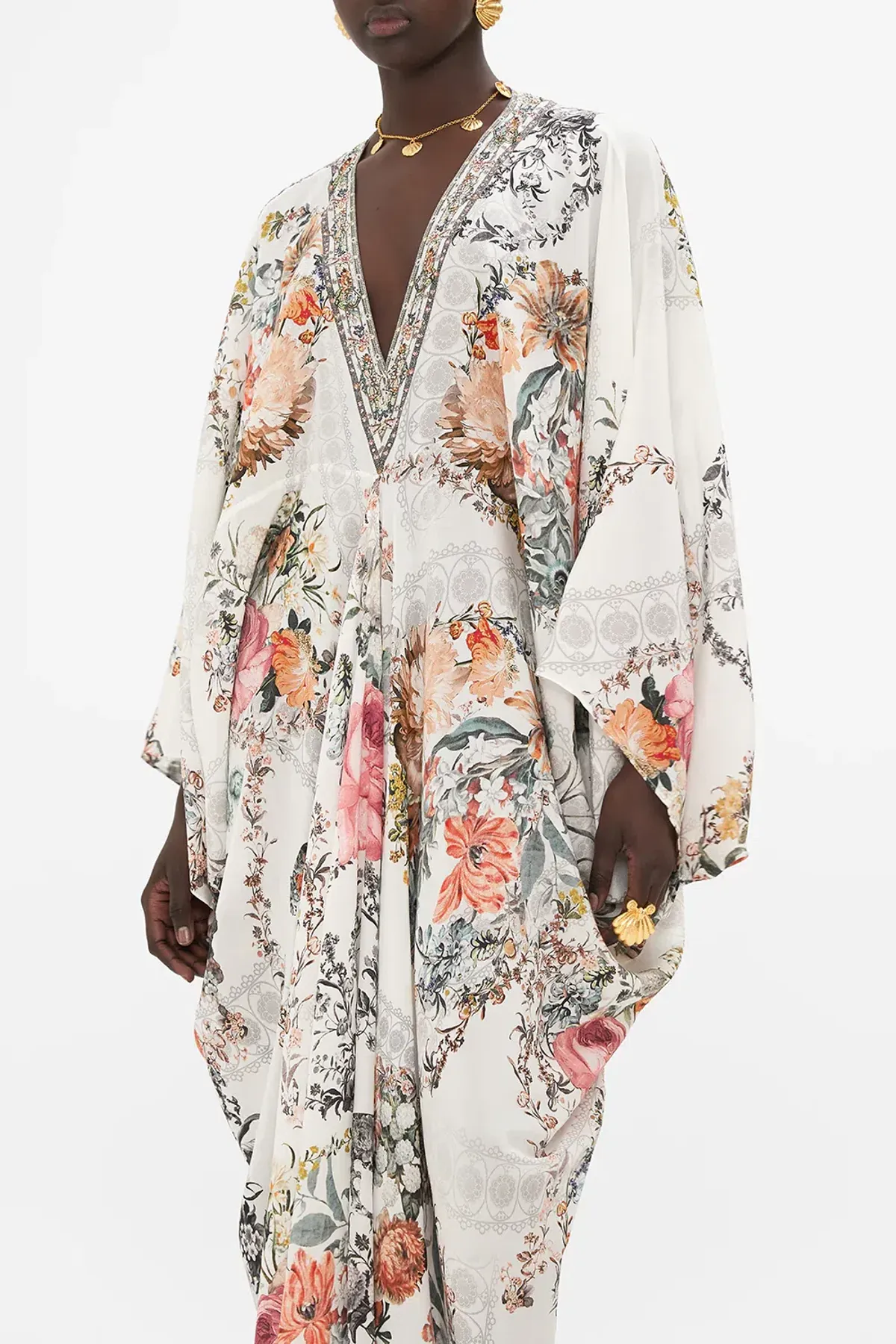 Camilla De Haar Memoirs T-Shape Long Kaftan Floral One Size - Image 4