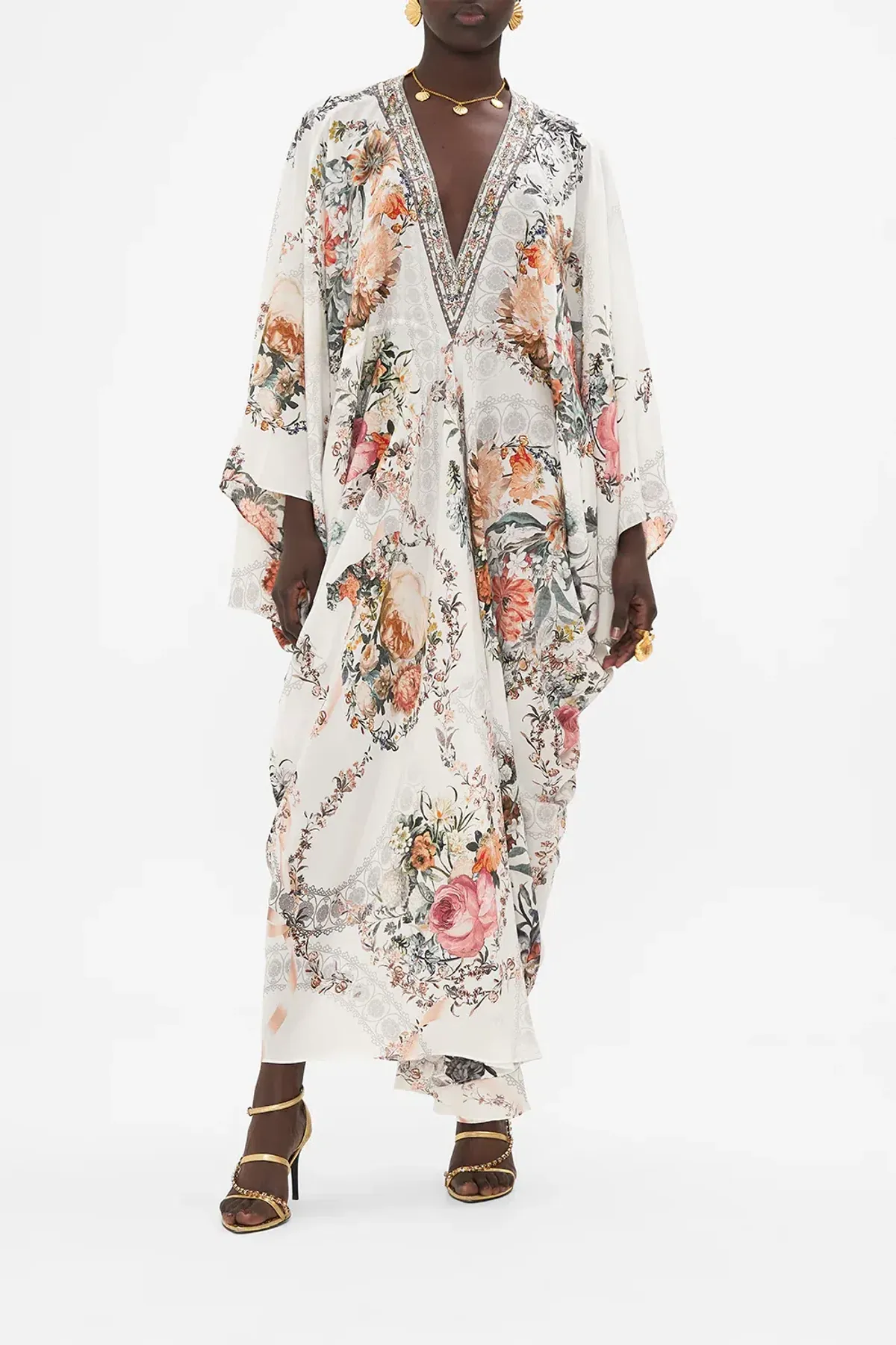 Camilla De Haar Memoirs T-Shape Long Kaftan Floral One Size - Image 5