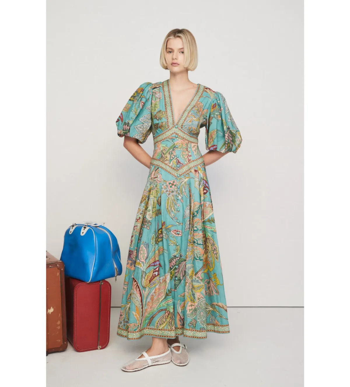 Alemais Franca Midi Dress Print Size AU 14 - Image 1