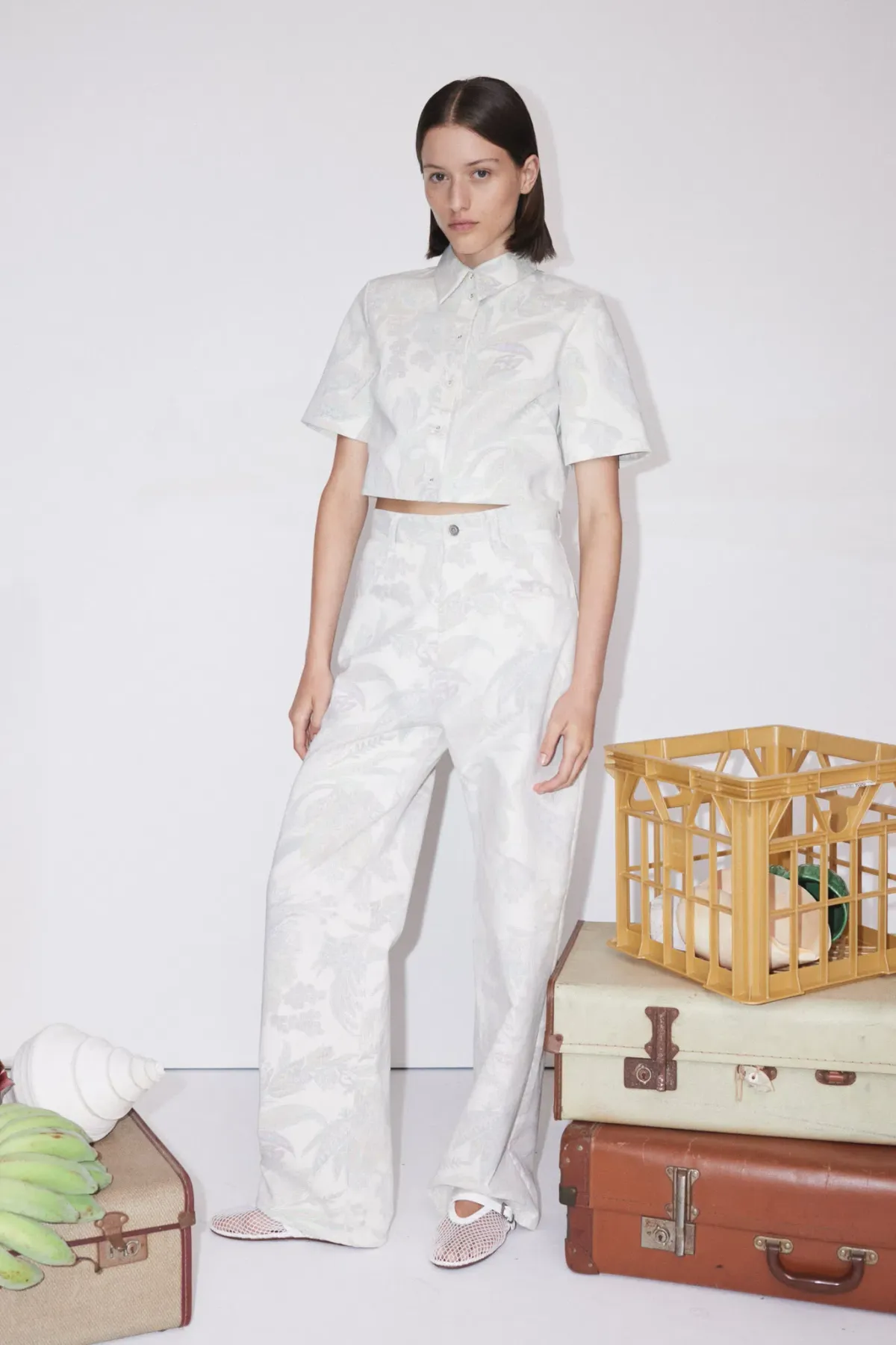 Alémais Ivy Cropped Shirt Cream Size 16 - Image 1