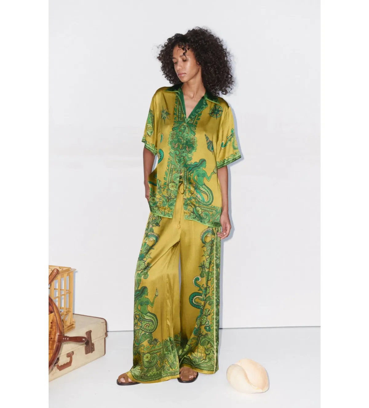 Alemais Solaris Silk Shirt and Pant Set Multi/Print Size 16 - Image 1