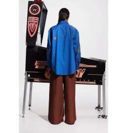 Alemais Players Embroidered Shirt Blue and Pants Ivory Set Size AU 16 for rent on The Volte - image 2