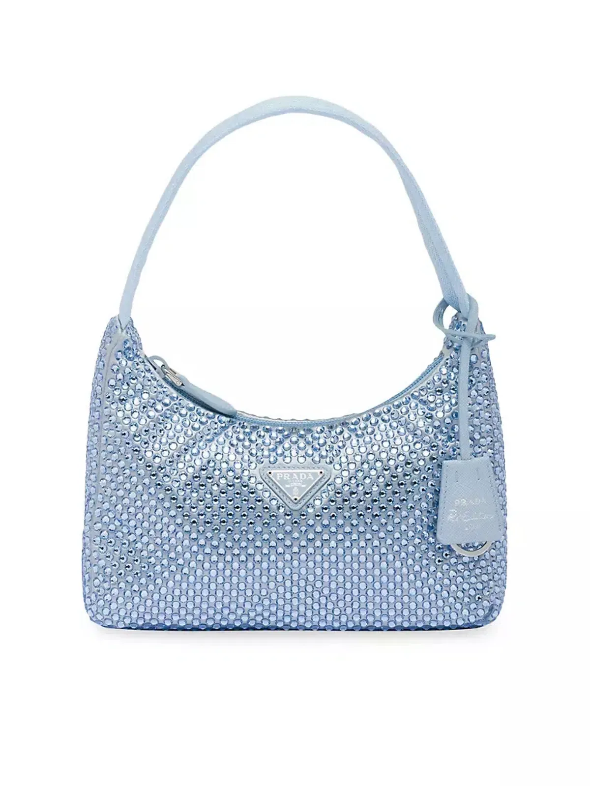 Prada Crystal Satin Mini Hobo Bag Blue - Image 1