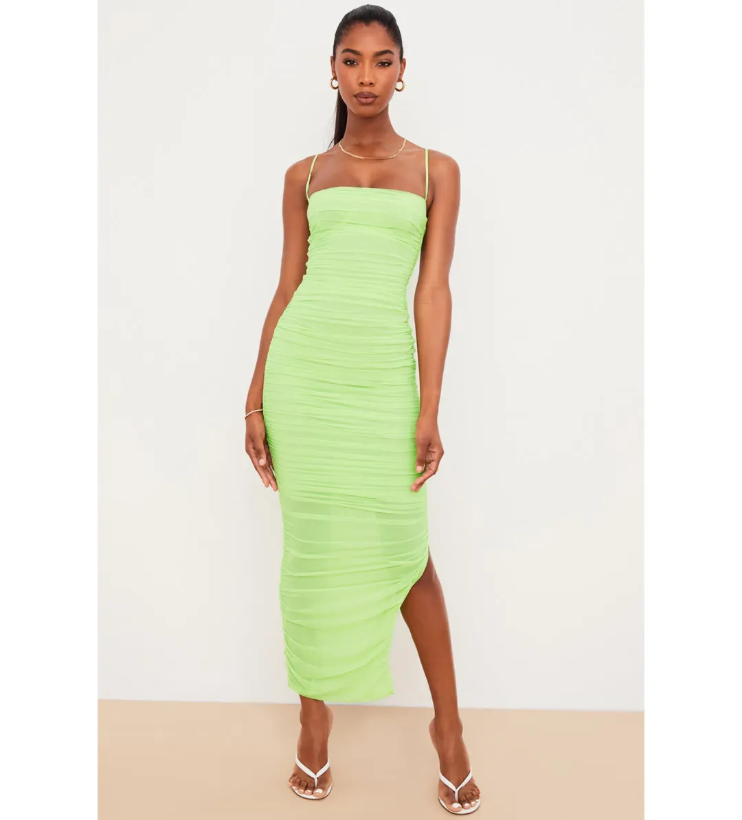 House of CB Fornarina Organza Mesh Maxi Dress Lime Size 10 for rent on The Volte - main image