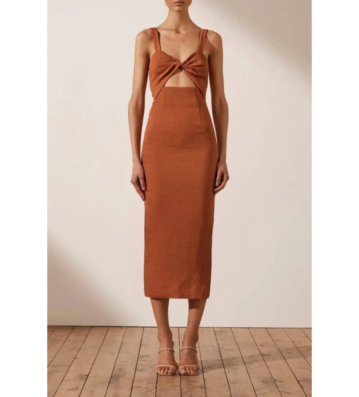 Shona Joy Simone Cut Out Dress Orange Size 12 - Image 1