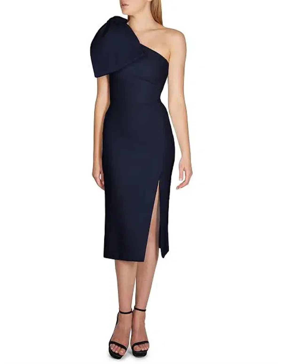 Rebecca Vallance Hamptons Midi Bow Dress Navy Size 8 for rent on The Volte - main image
