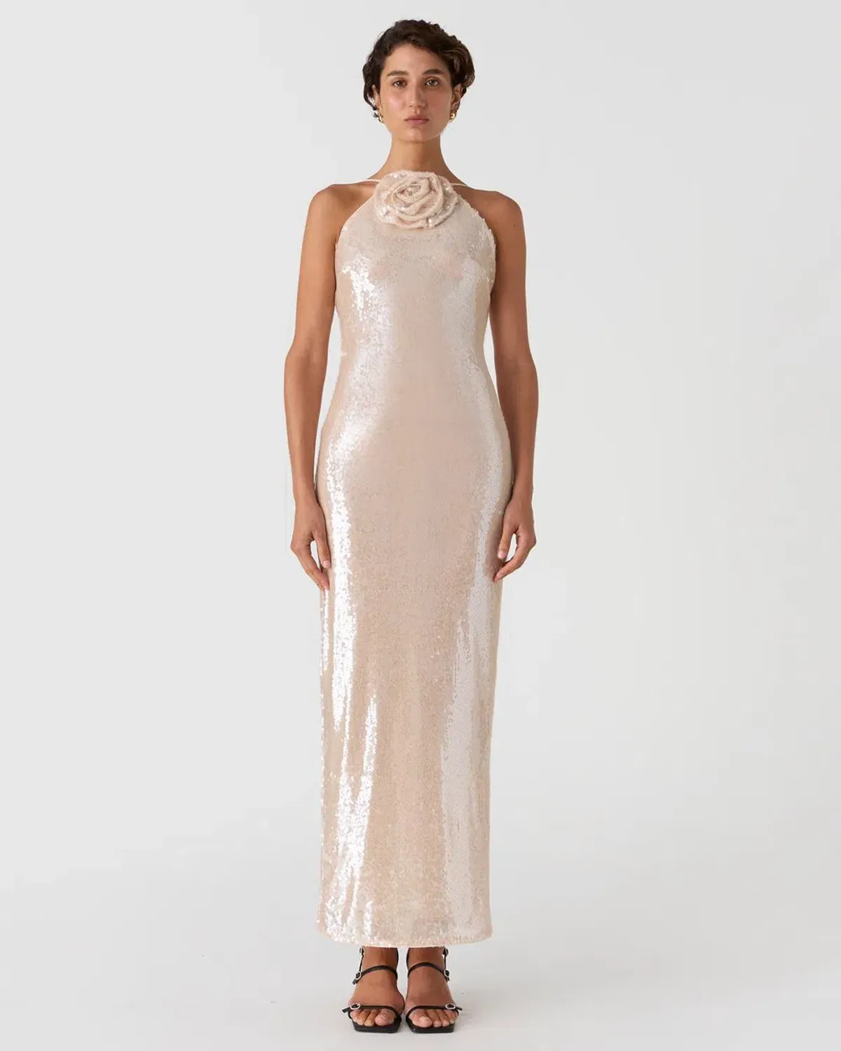 MISHA Allegra Sequin Maxi Dress Champagne Size 8 - Image 1