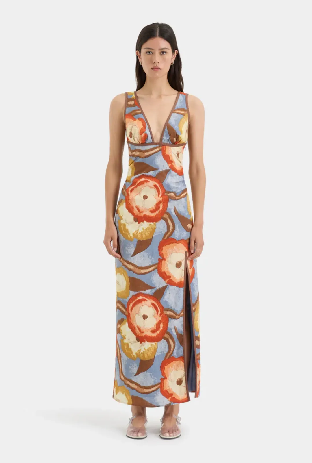 Sir the label Avery V Neck Midi Dress Camellia Size 12 for rent on The Volte - main image