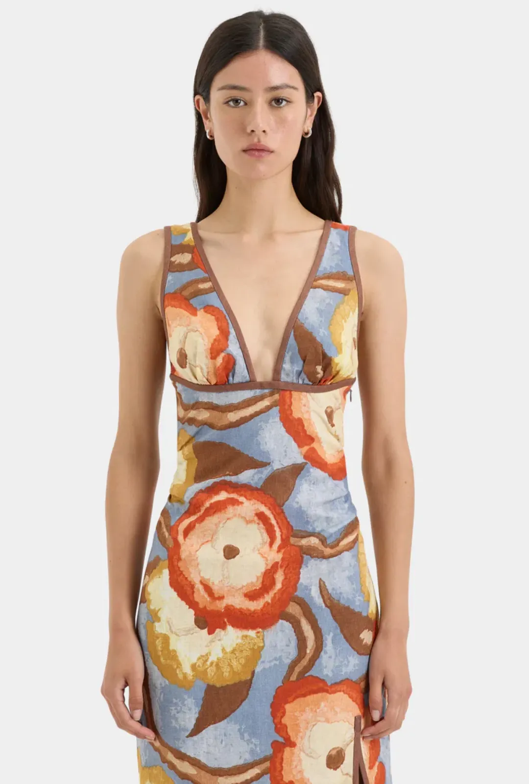 Sir the label Avery V Neck Midi Dress Camellia Size 12 for rent on The Volte - main image