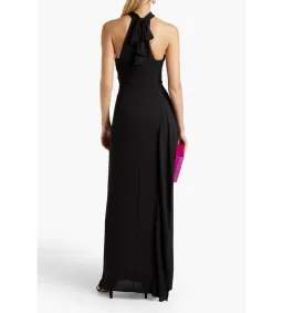 Halston Crepe Halter Neck Gown Black Size 12 for rent on The Volte - image 2