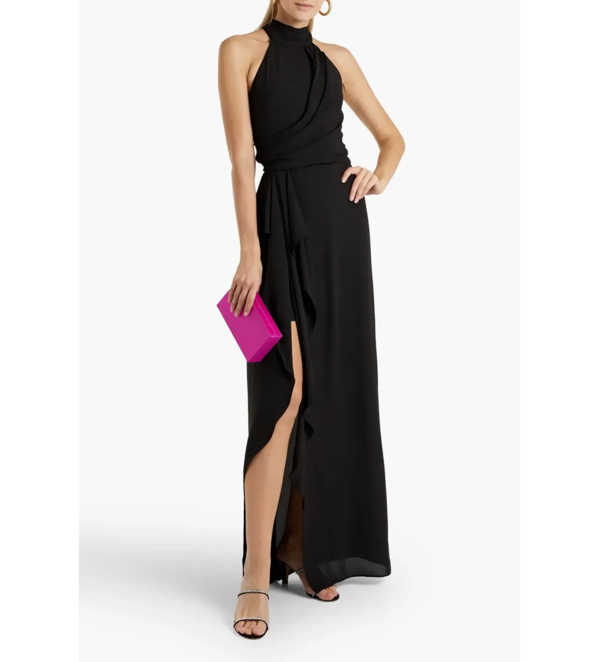 Halston Crepe Halter Neck Gown Black Size 12 - Image 1