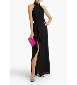 Halston Crepe Halter Neck Gown Black Size 12 for rent on The Volte - image 1
