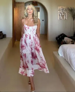 Zimmermann The Waverly Corset Midi Dress in Pink Palm Size 2 / Au 12 for rent on The Volte - image 1