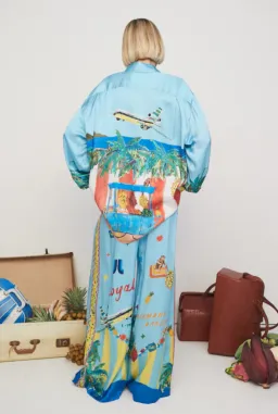 ALEMAIS ALL ABOARD SILK SHIRT AND PANTS SET S6-8 for rent on The Volte - image 2