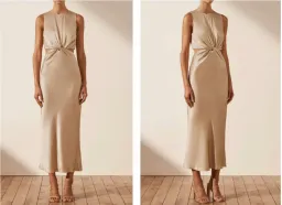 Shona Joy - La Lune Twist Front Sleeveless Midi Dress - Gold for rent on The Volte - image 2
