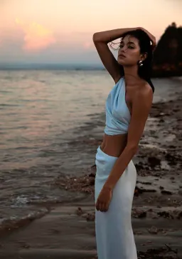 Sir The Label Iris Knot Top and Asymmetric Midi Skirt Set Light Blue Size 0 / AU 6 for rent on The Volte - image 4