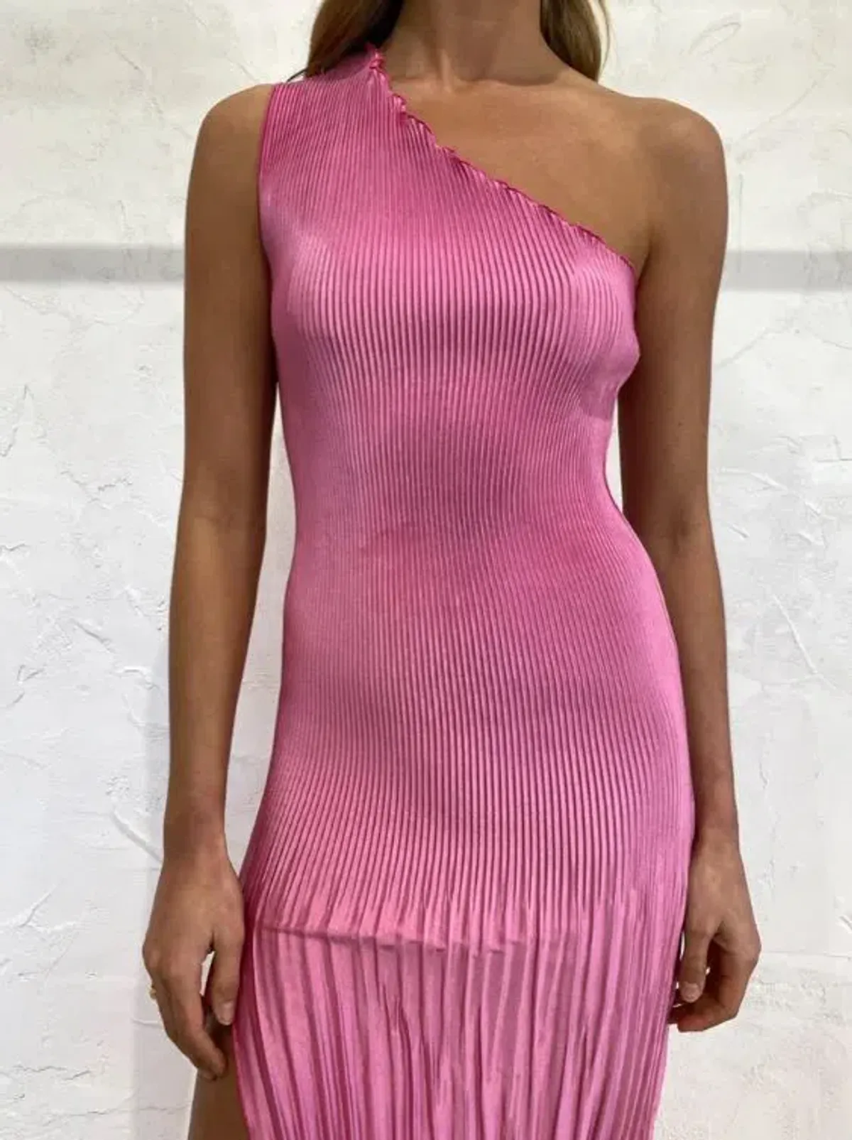 L'idee Soiree One Shoulder Midi Dress in Hot Pink Size 10 - Image 5