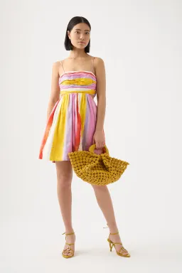 Aje Liza Baby Doll Cutout Mini Dress Aurora Stripe Size 6 for rent on The Volte - image 1