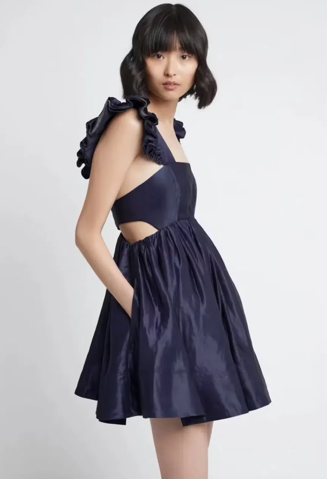 Aje Revitalise Frill Mini Dress Washed Indigo Size XS / AU 6 for rent on The Volte - main image