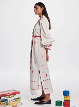 Alemais Hearts Embroidered Midi Dress White/Red Size 14 for rent on The Volte - image 4