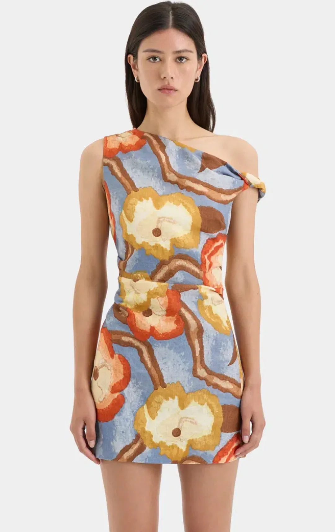 Sir the Label Avery Twist Mini Dress Camellia Print Size 12 for rent on The Volte - main image