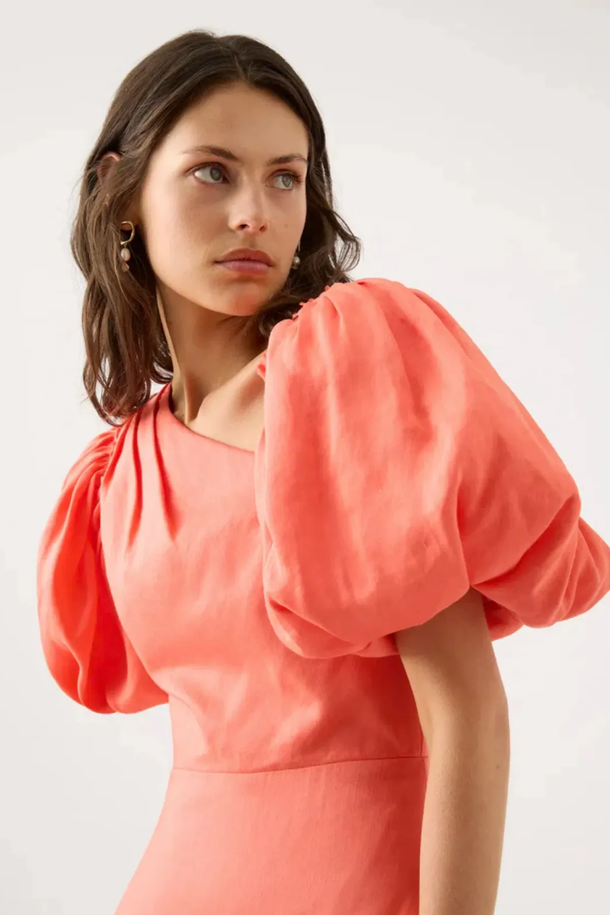 AJE Maia Off Shoulder Midi Dress Coral Orange Size 16 - Image 2