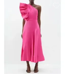 AJE Bonjour Asymmetric Midi Dress Fuschia Pink Size 16 for rent on The Volte - image 6