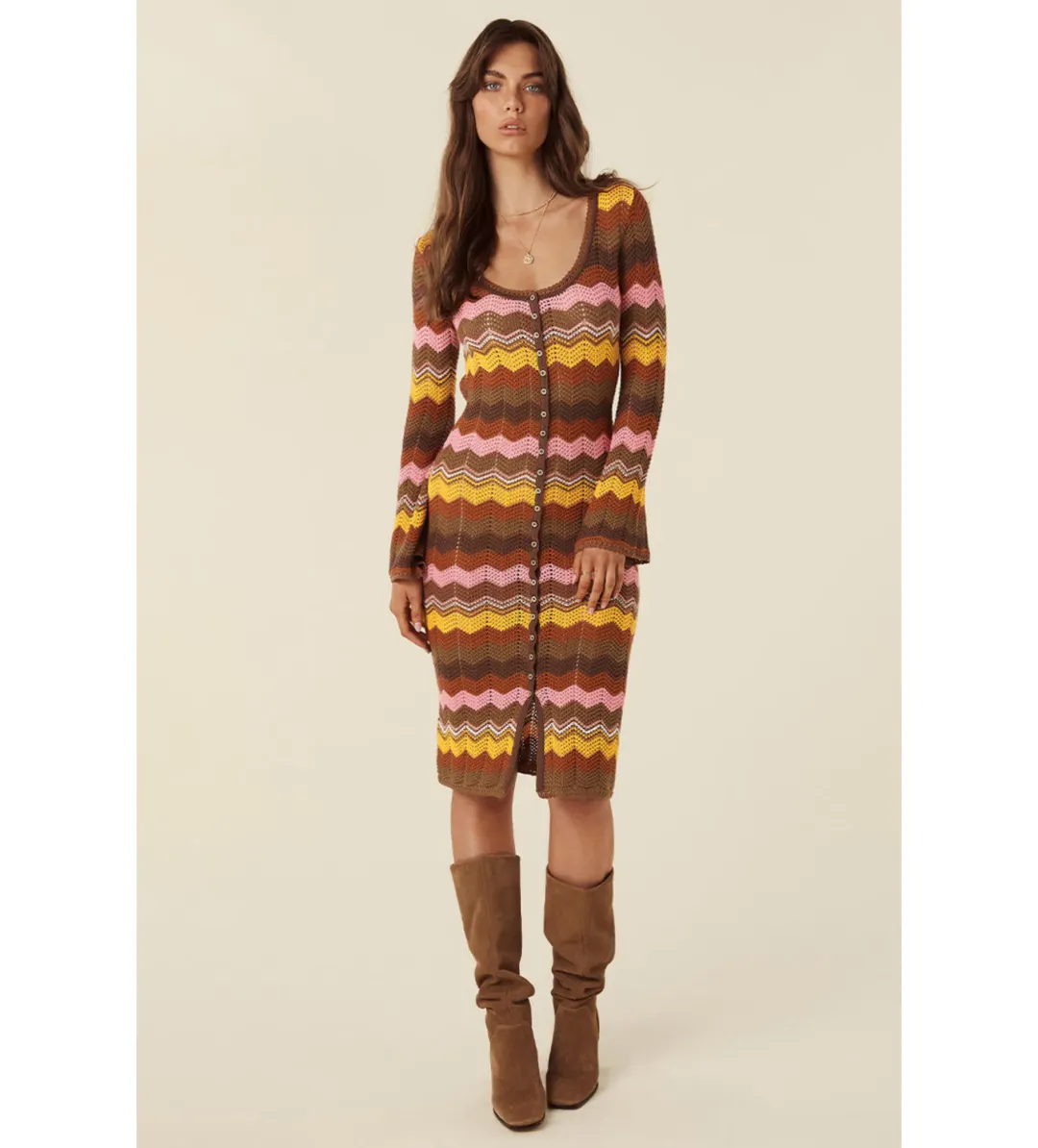 Spell Ziggy Crochet Midi Dress Multi Size XS/Au 8 for rent on The Volte - main image