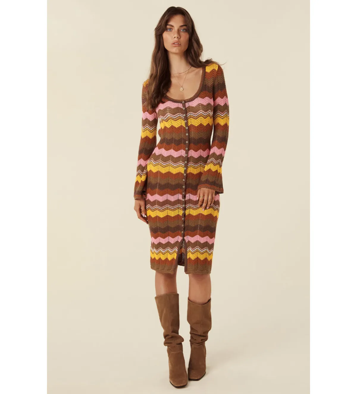 Spell Ziggy Crochet Midi Dress Multi Size XS/Au 8 for rent on The Volte - main image