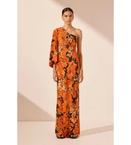 Shona Joy Santos Silk One Shoulder Open Back Maxi Dress Santos Size 10 for rent on The Volte - image 1