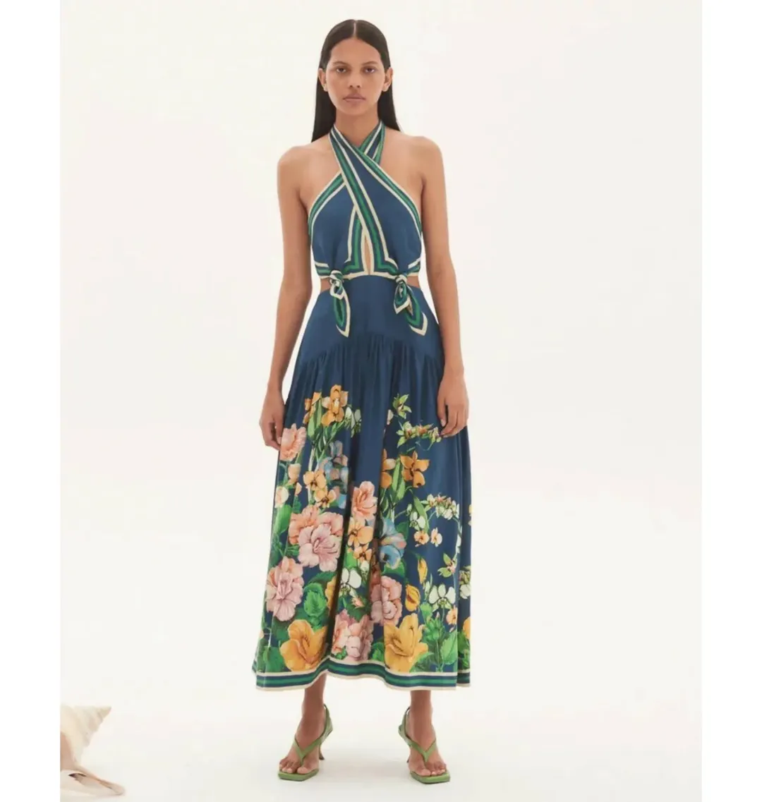 Alemais Lyla Halter Midi Dress Royal Blue Size AU 4 for rent on The Volte - main image