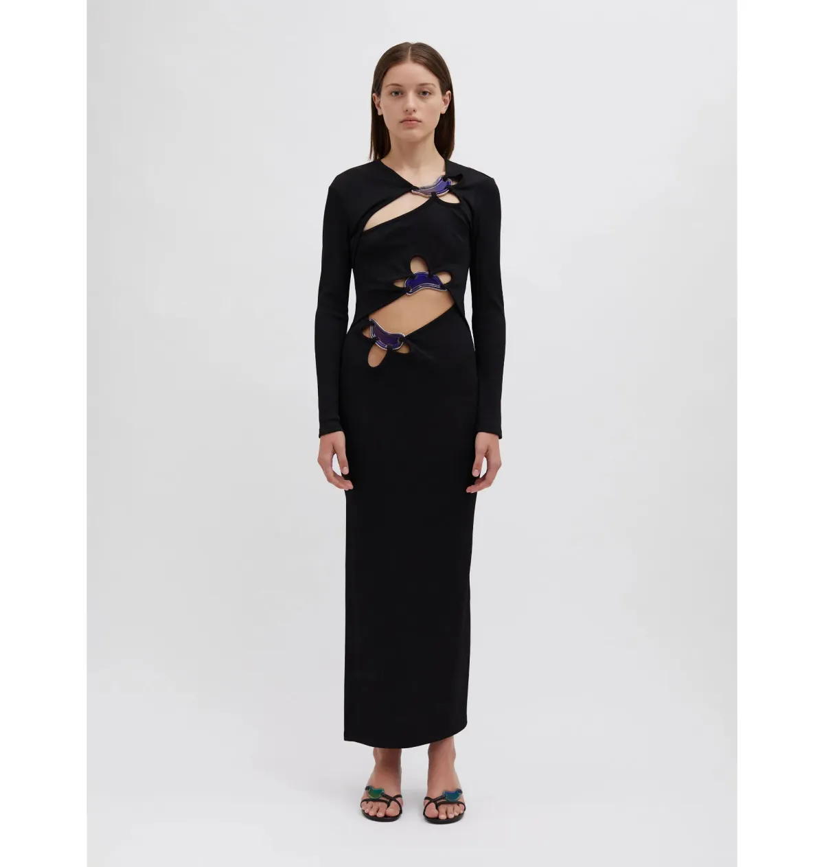Christopher Esber Looped Moonstone Long Sleeve Dress Black Size AU 10 - Image 1