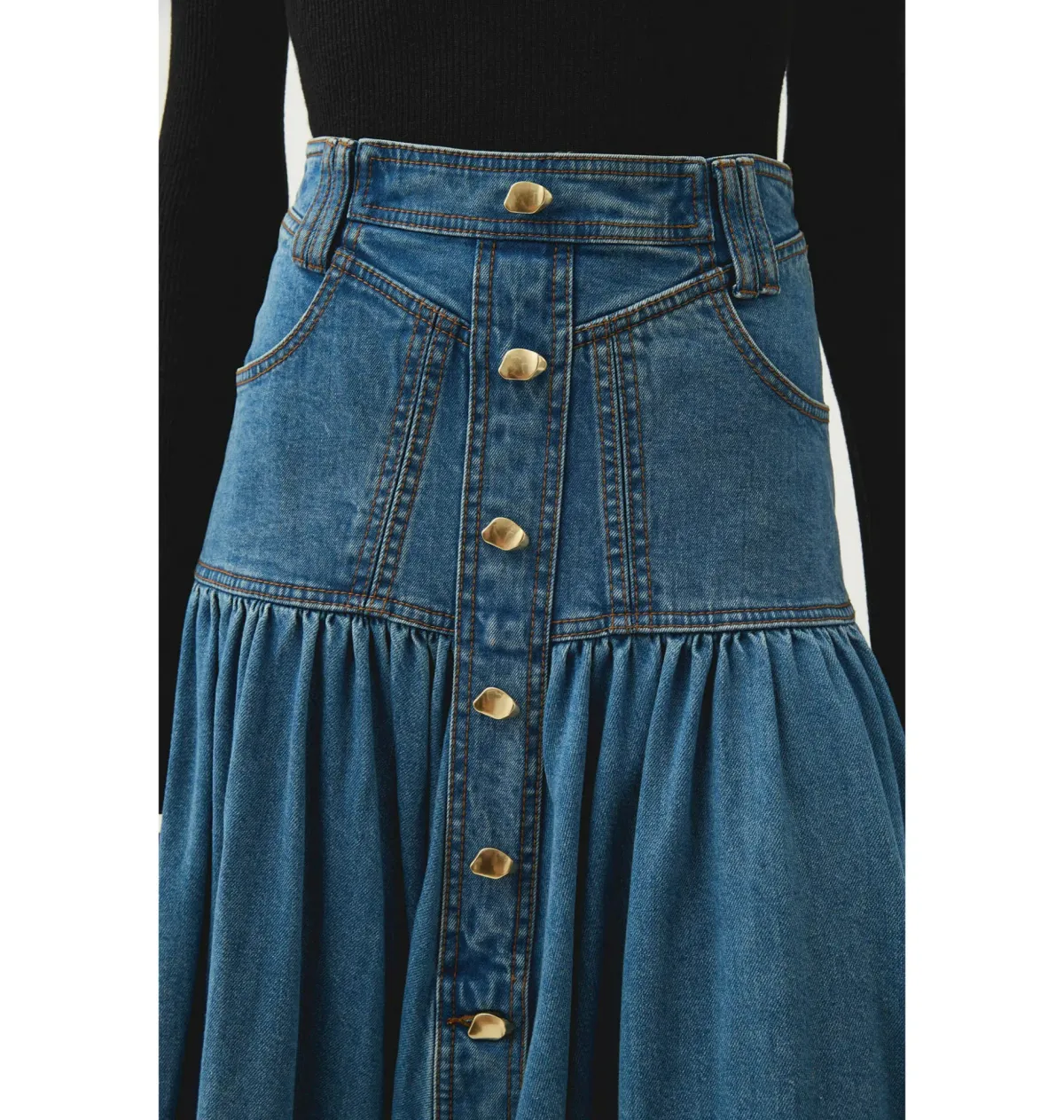 Aje Belmond Denim Midi Skirt 90's Wash Size AU 4 - Image 2