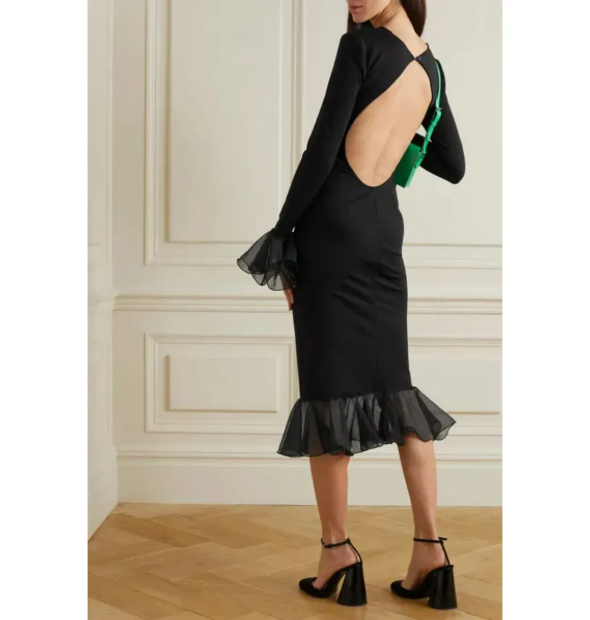 Rotate Birger Christensen Irena Midi Dress Black Size AU 8 - Image 2