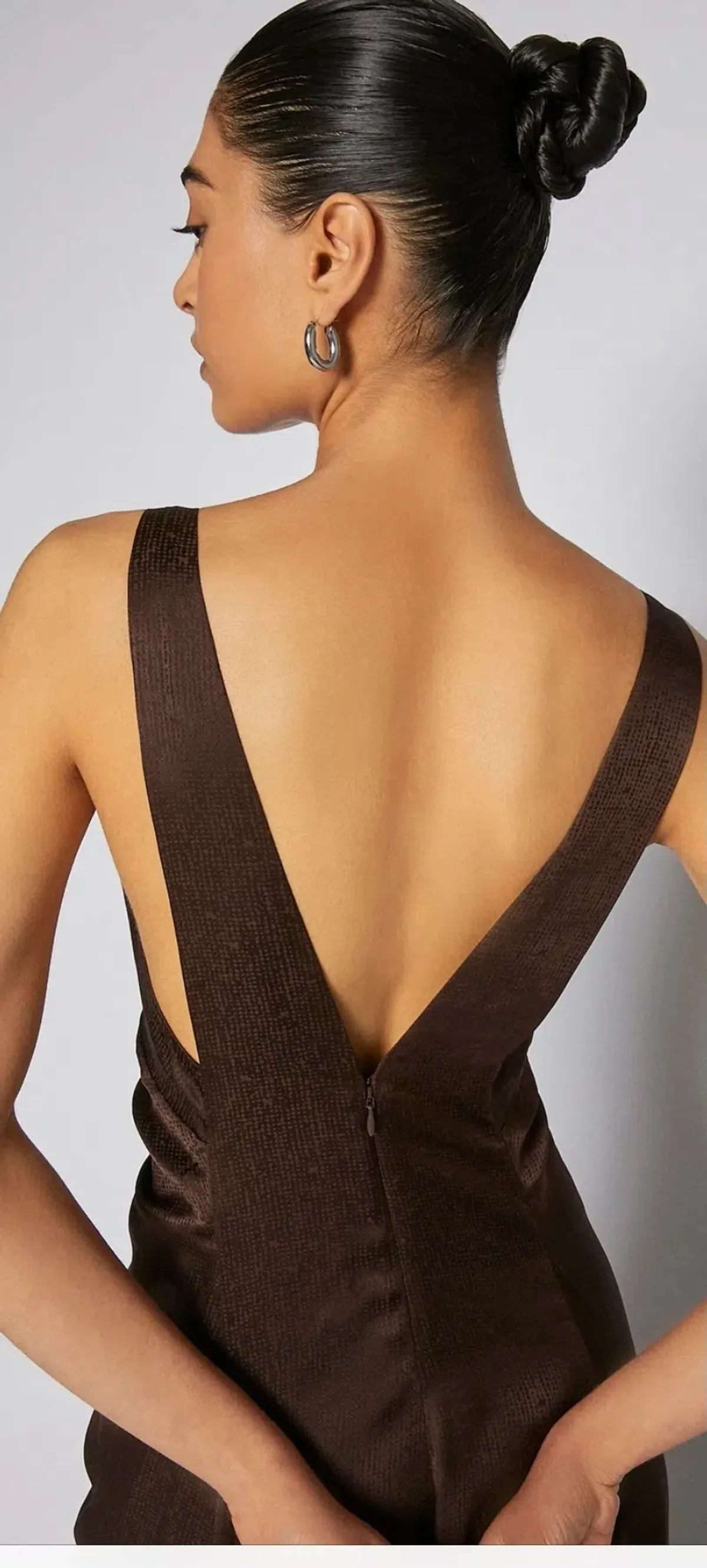 Scanlan Theodore Silk Jacquard Gown Chocolate Size AU 8 - Image 3