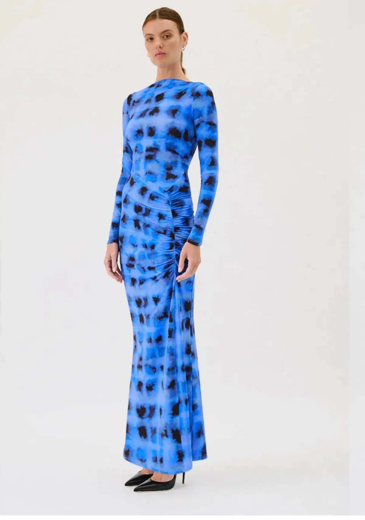 Suboo Shibori Long Sleeve Ruched Maxi Dress Blue Size XS / AU 6 - Image 2