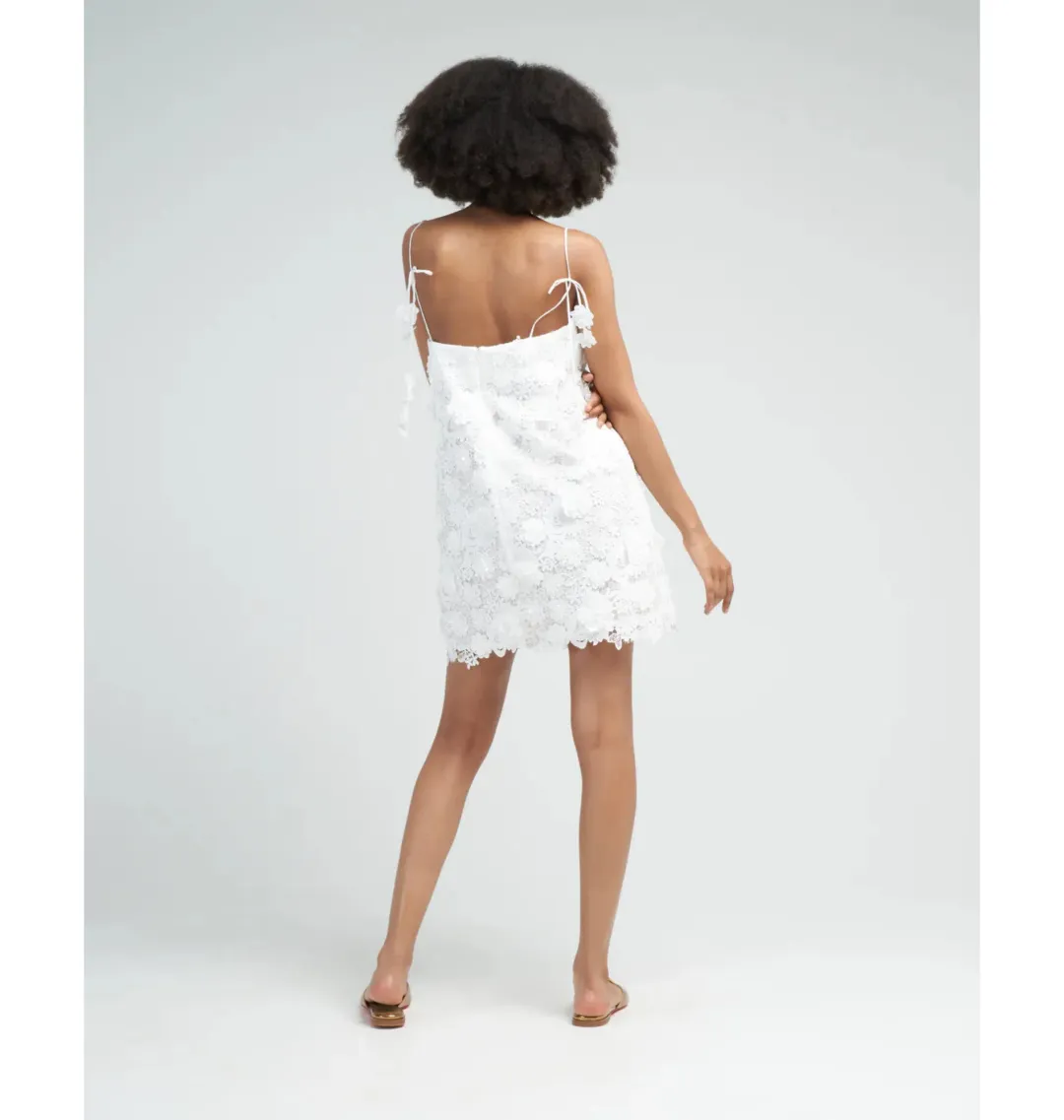 Zimmermann Raie Lace Flower Mini Dress Ivory Size 1 / AU 10 for rent on The Volte - main image