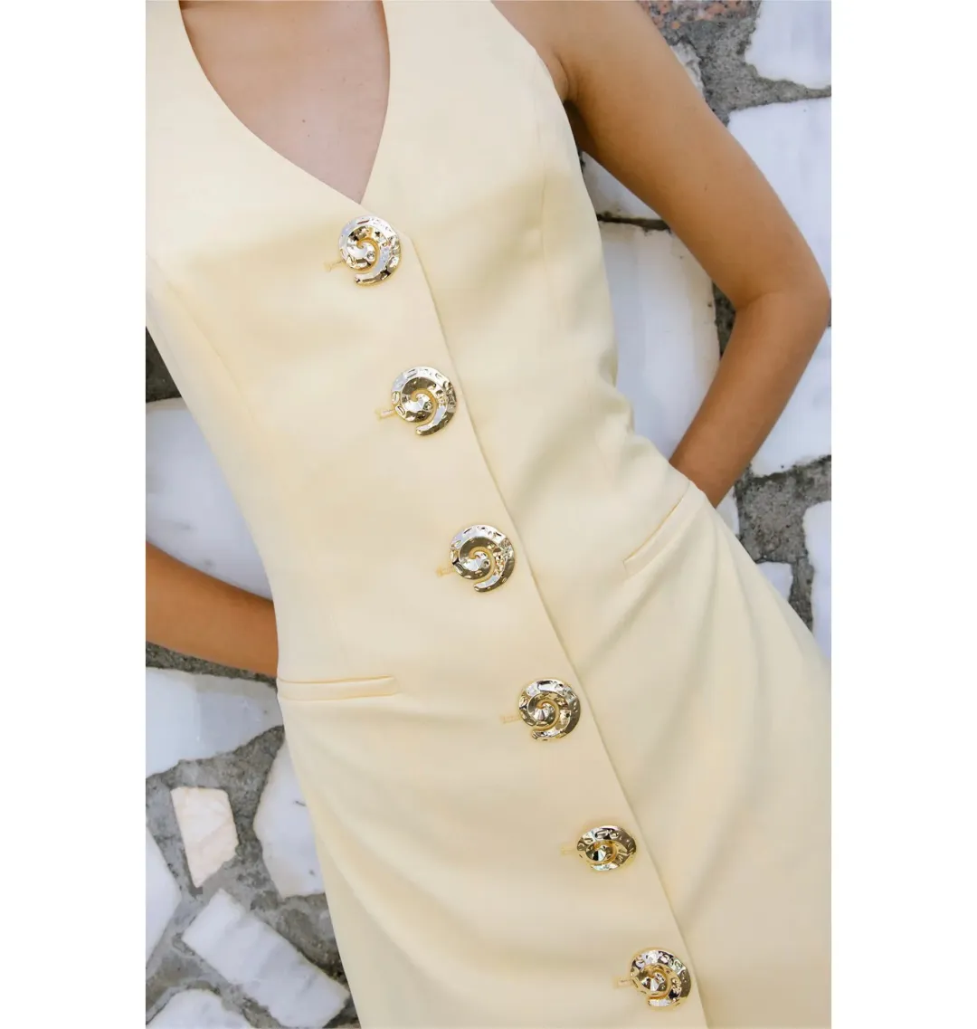 The Wolf Gang Irida Vest Dress Butter Size AU 10 for rent on The Volte - main image