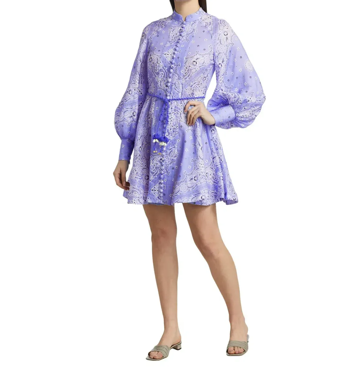 Zimmermann Violet Button Up Mini Dress Purple Size 1 / Au 10 - Image 2