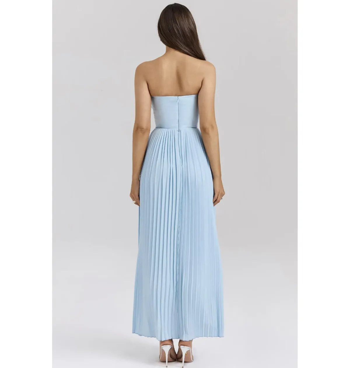 House Of CB Marcella Pleated Maxi Dress Ocean Blue Size AU 6 - Image 3