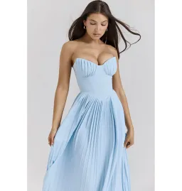 House Of CB Marcella Pleated Maxi Dress Ocean Blue Size AU 6 for rent on The Volte - image 2