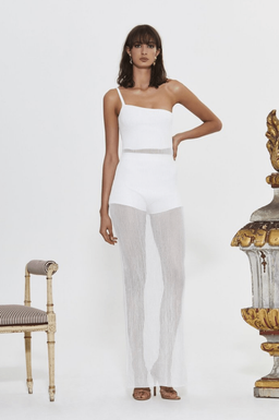 Sir The Label Alexandre One Shoulder Pointelle Knee-length Knit Dress White | AU 8 for rent on The Volte - image 3