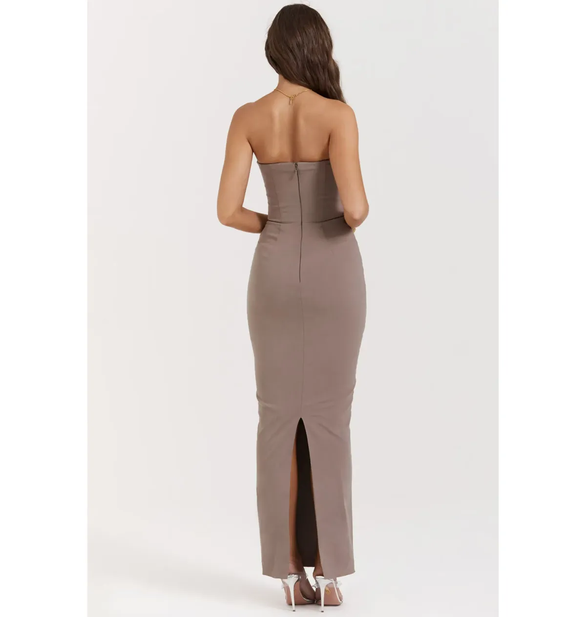 House of CB Lucia Strapless Corset Maxi Dress Taupe Size S / AU 8 - Image 3