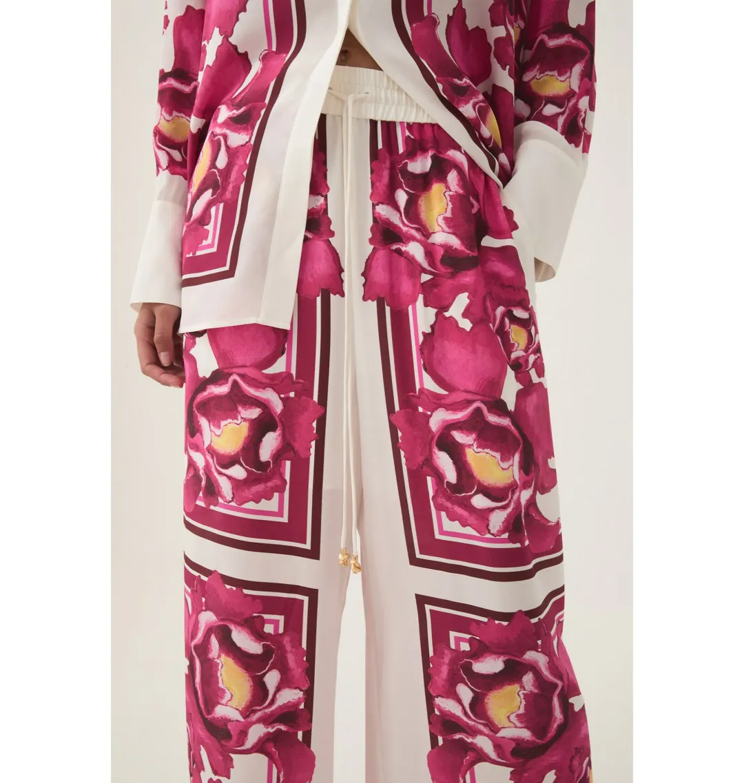 Aje Atomic Silk Shirt and Relaxed Pants Set Boldly Blooming Size AU 10 for rent on The Volte - main image