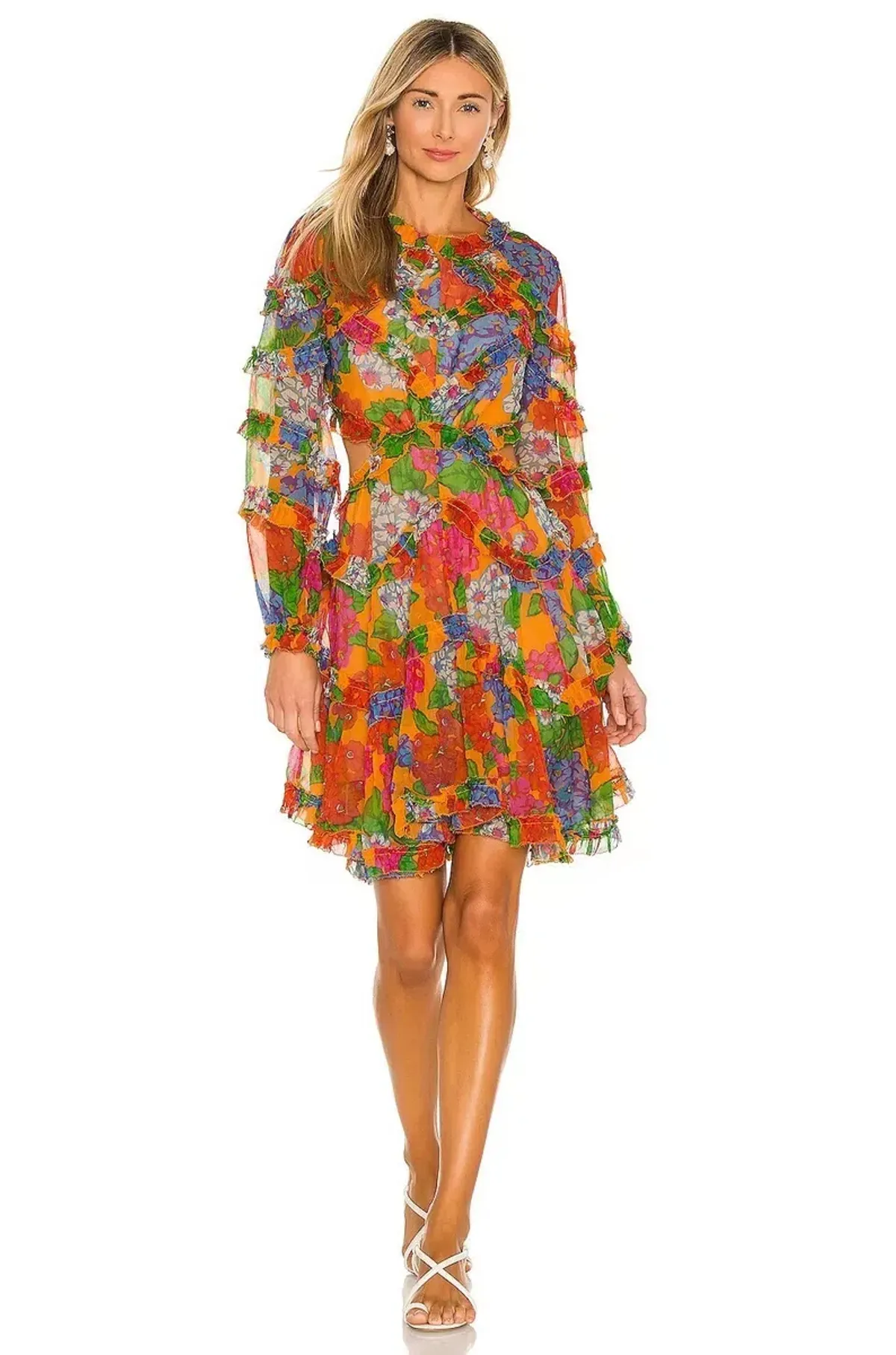 Zimmermann Riders Frill Mini Dress Mango Floral Size 0 / AU 8 - Image 6